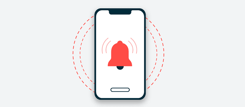 Smartphone with bell alert symbol